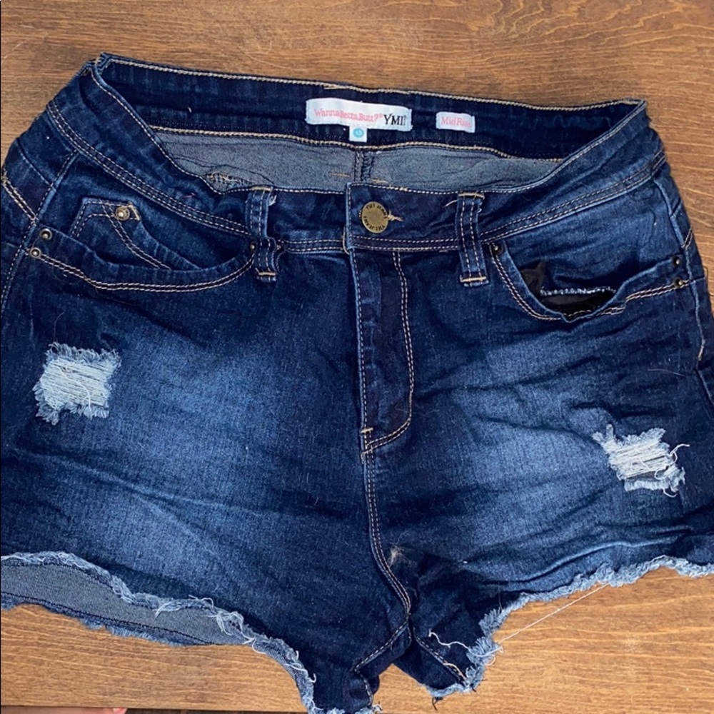 Cut Off Mid Rise Jean Shorts